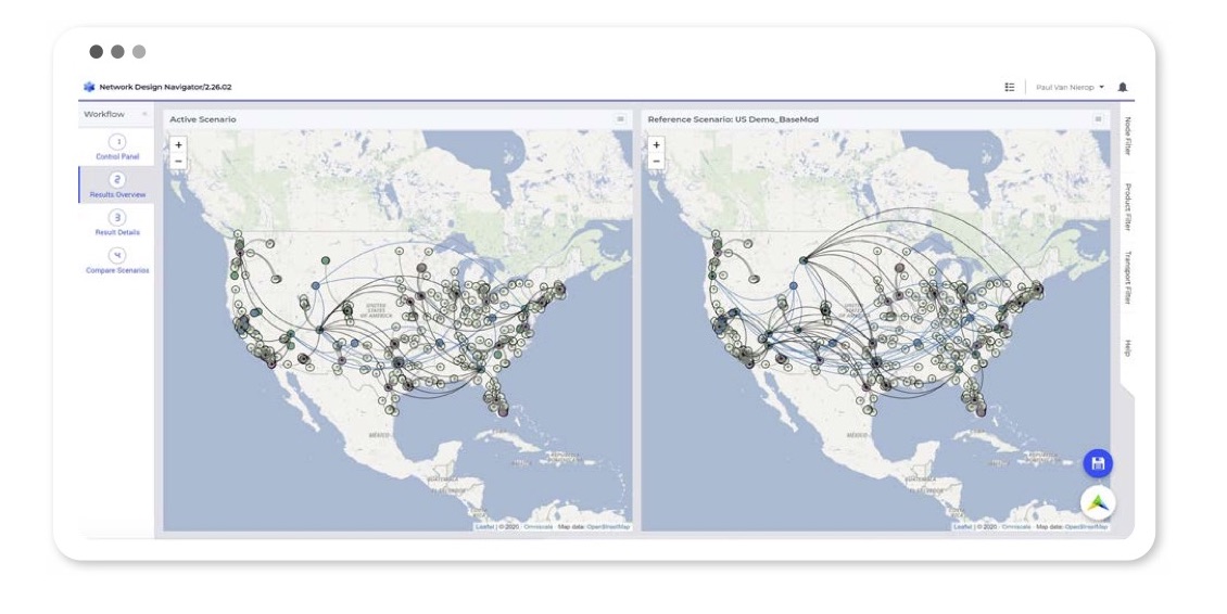 side-by-side-scenarios-in aimms network design